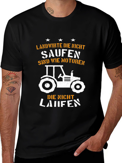Camiseta Negra Granjero Tractor - Humor Alemán