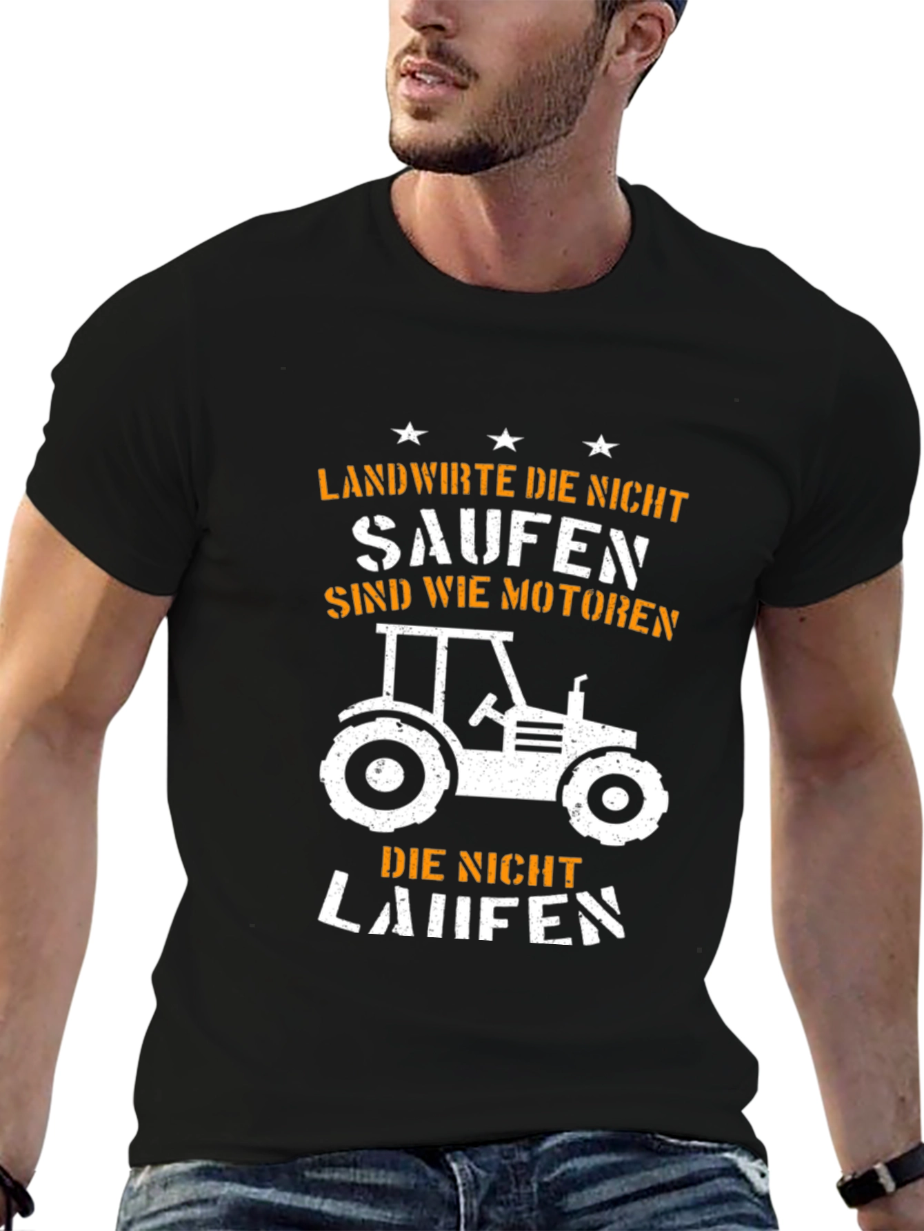Camiseta Negra Granjero Tractor - Humor Alemán