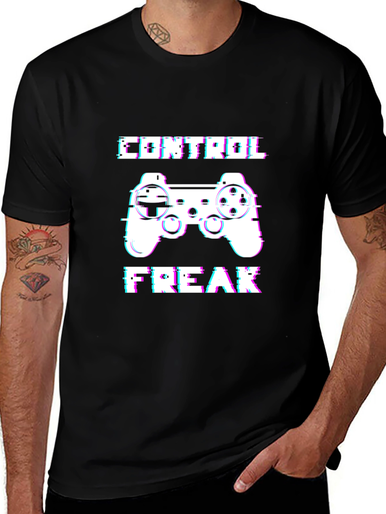 Camiseta Negra Control Freak Gamer
