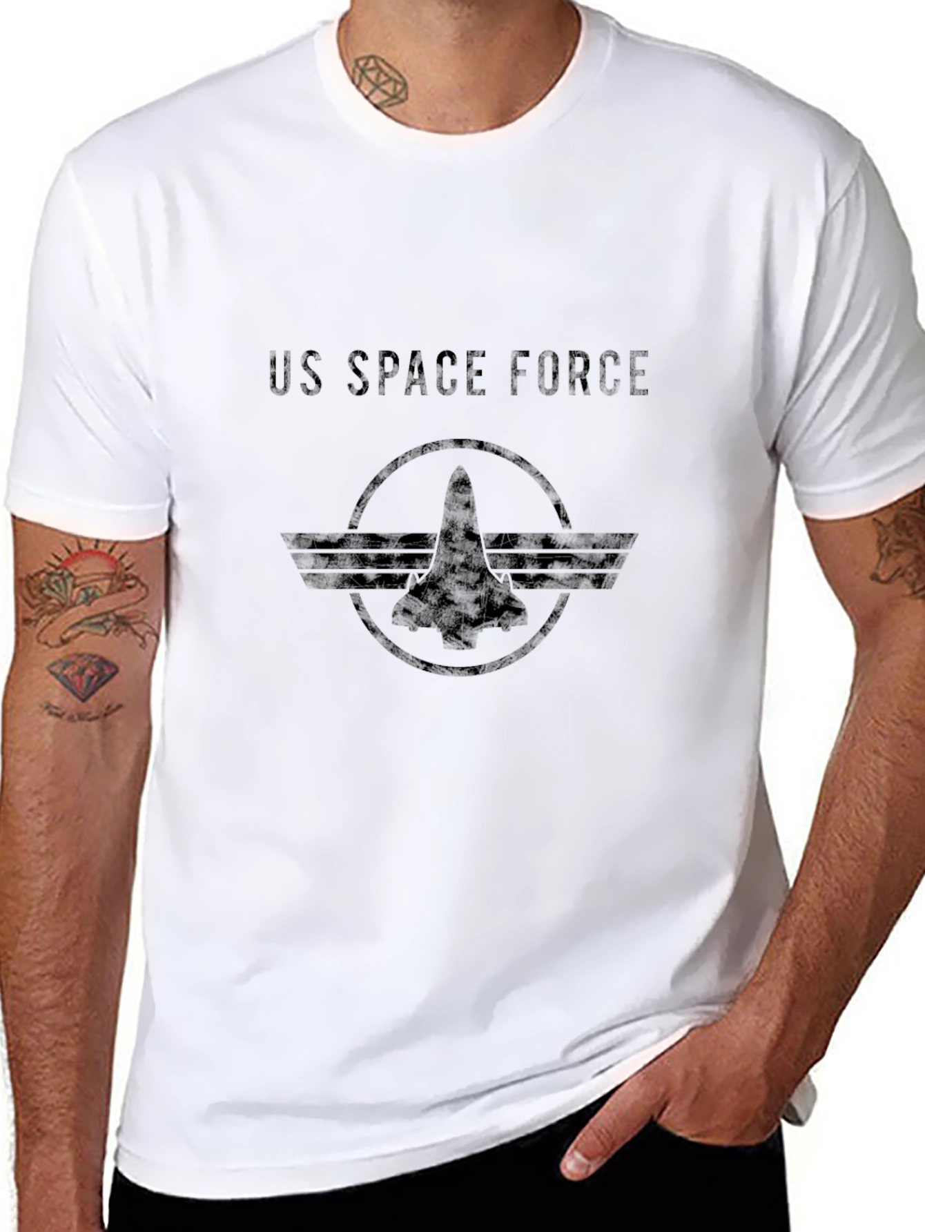Camiseta Negra US Space Force Hombre