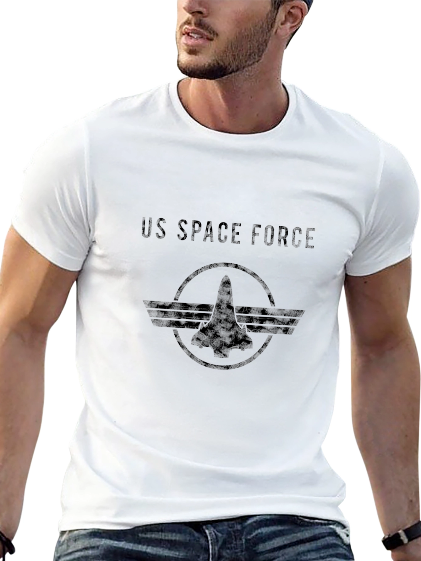 Camiseta Negra US Space Force Hombre
