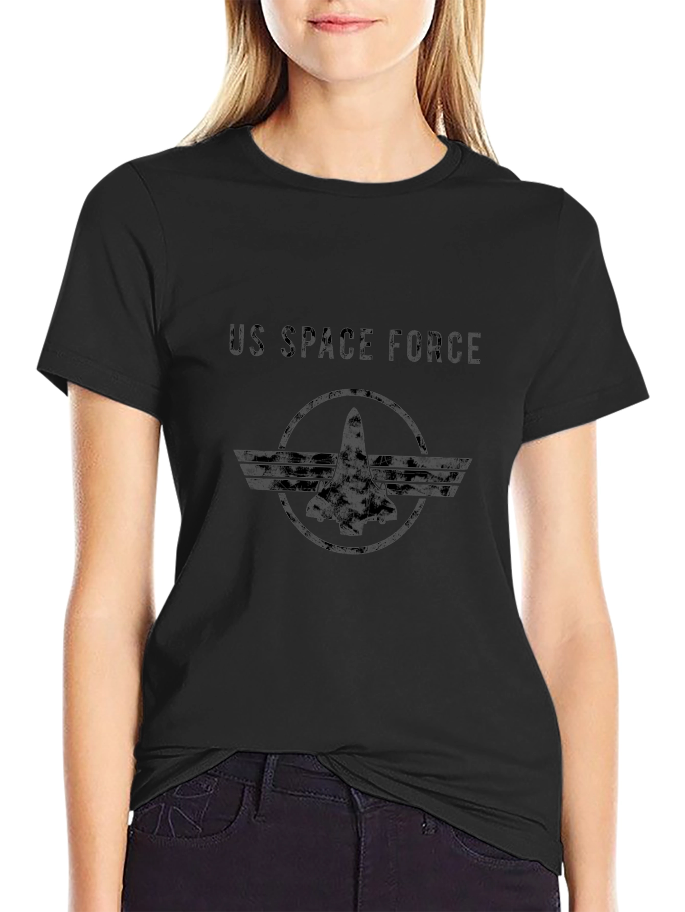 Camiseta Negra US Space Force Hombre