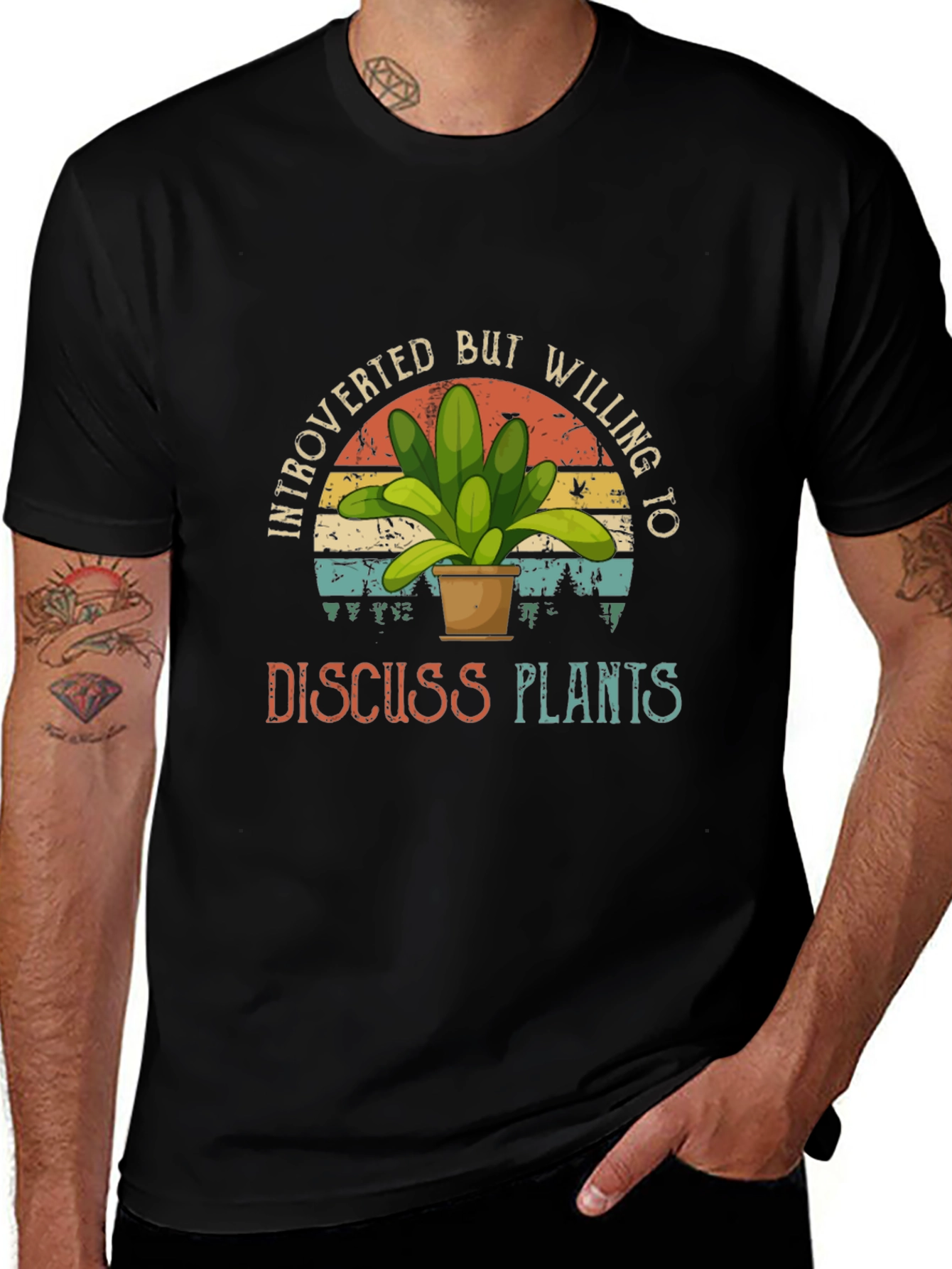 Camiseta Negra Introvertido Plantas