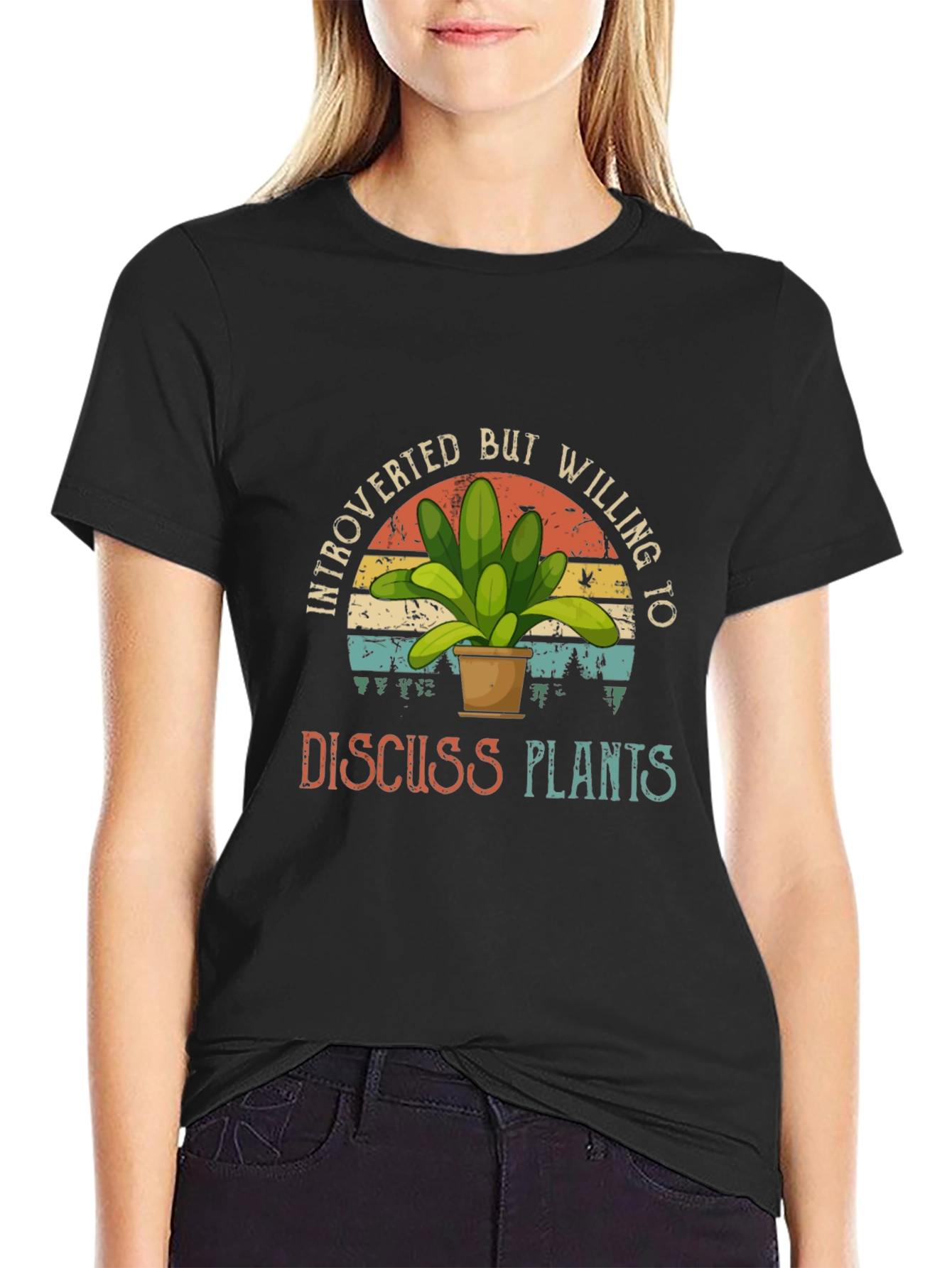 Camiseta Negra Introvertido Plantas