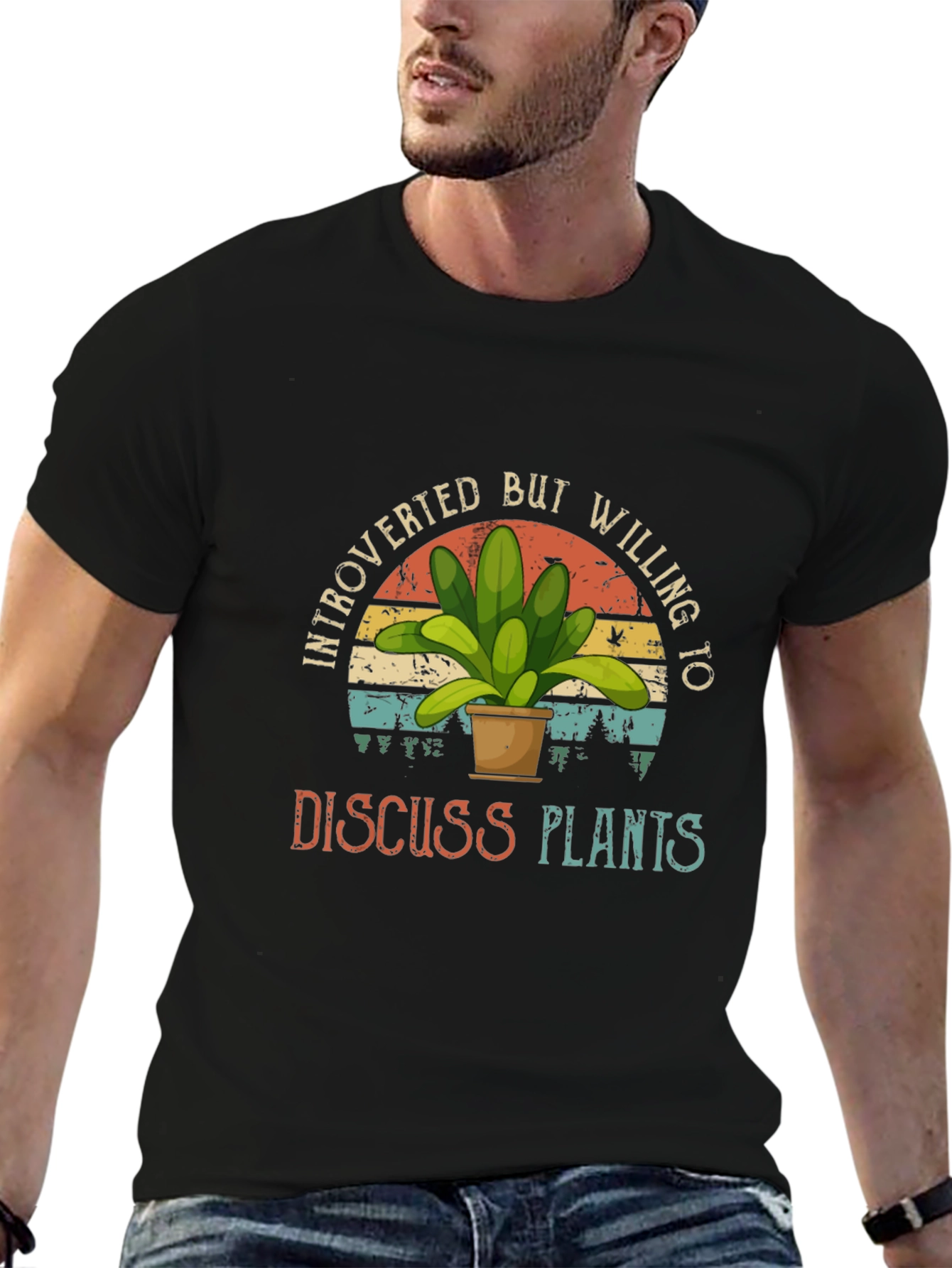 Camiseta Negra Introvertido Plantas