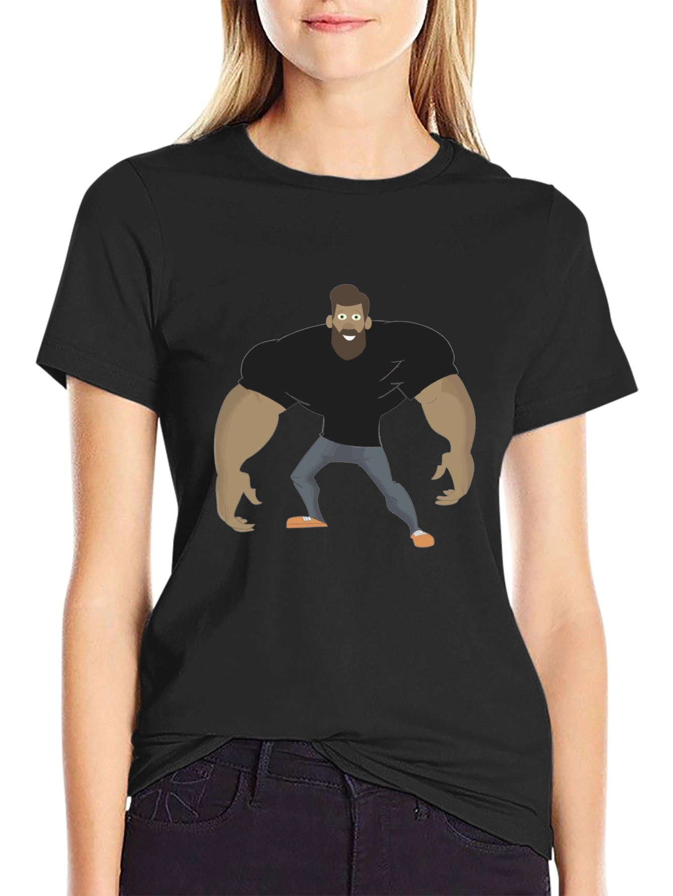 Camiseta Negra Hombre Musculoso Diseño Divertido