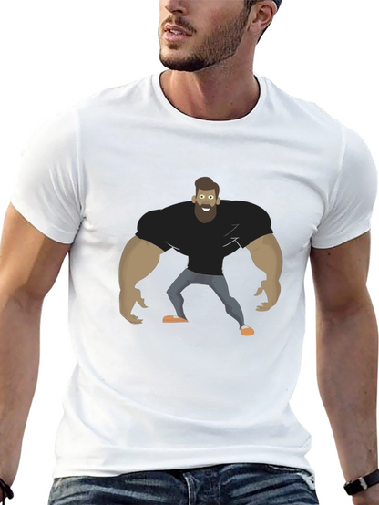 Camiseta Negra Hombre Musculoso Diseño Divertido