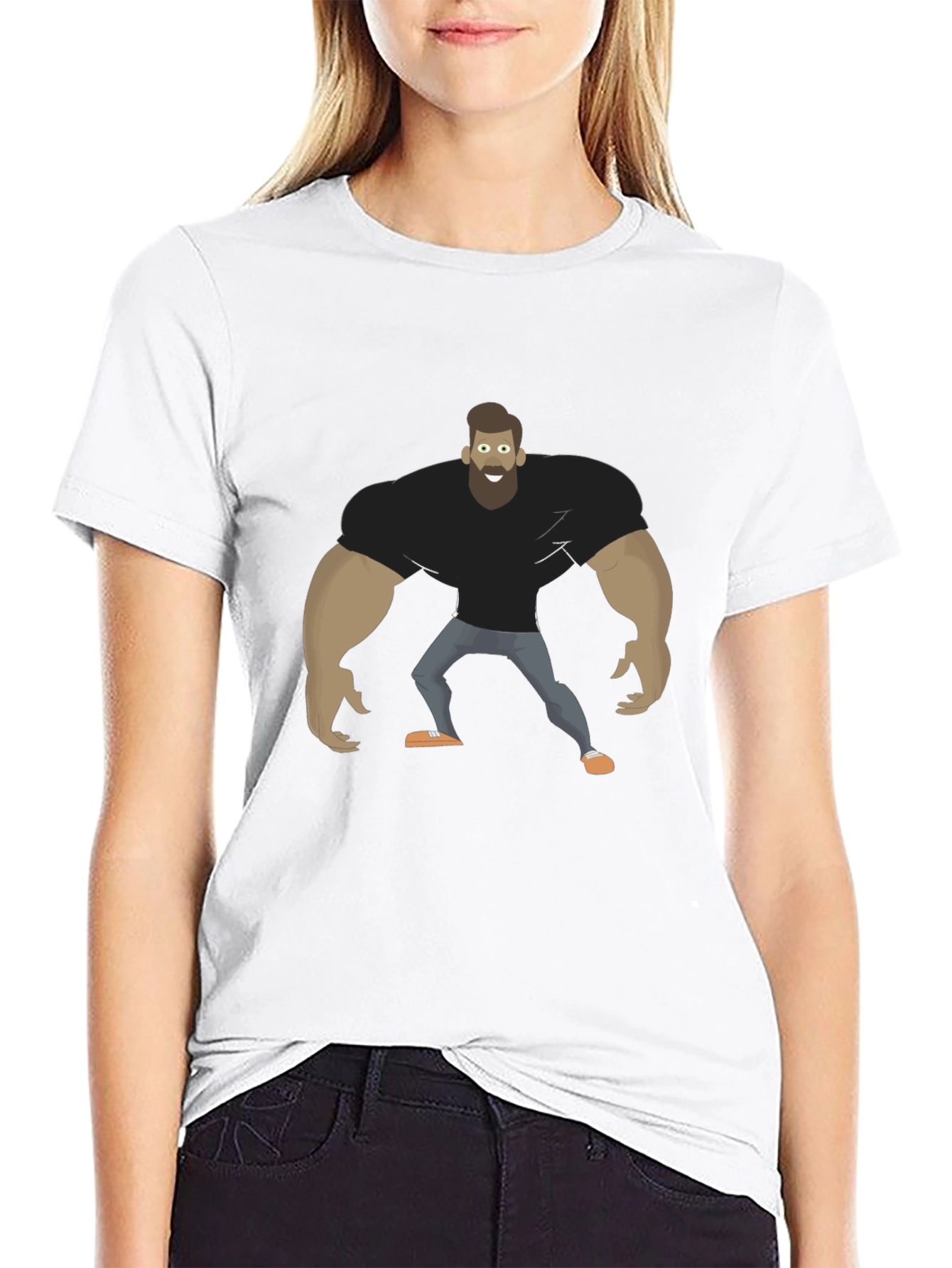 Camiseta Negra Hombre Musculoso Diseño Divertido