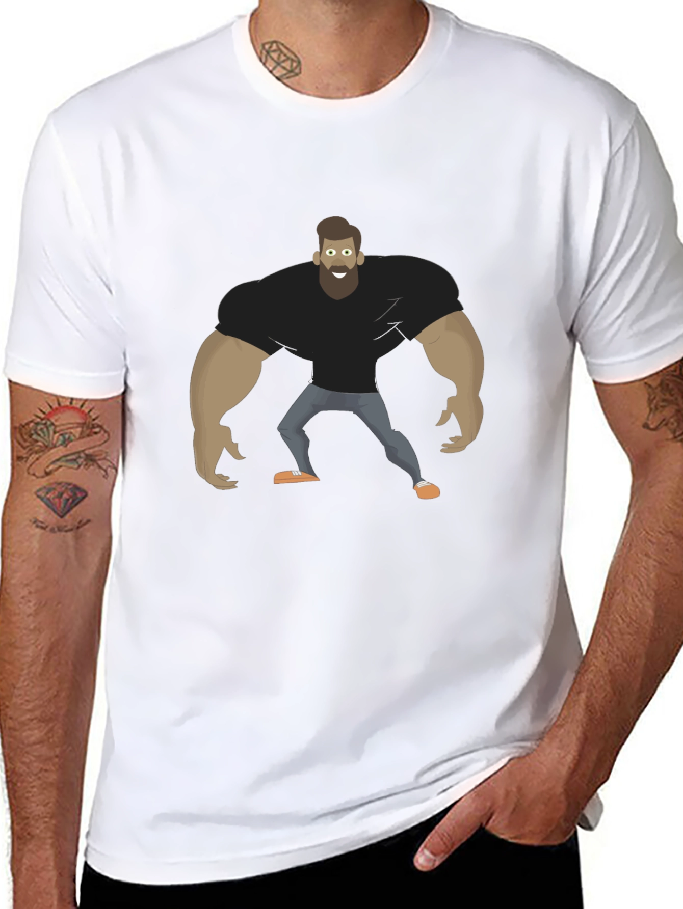 Camiseta Negra Hombre Musculoso Diseño Divertido