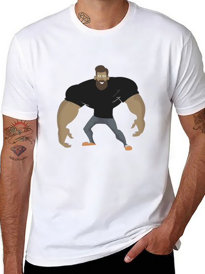 Camiseta Negra Hombre Musculoso Diseño Divertido