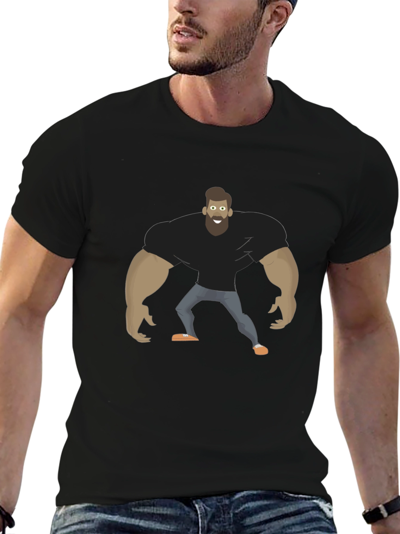 Camiseta Negra Hombre Musculoso Diseño Divertido
