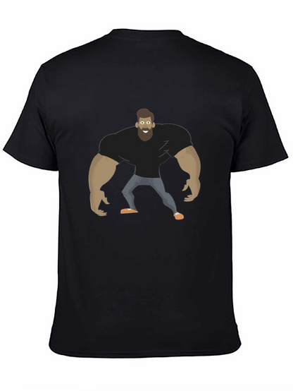 Camiseta Negra Hombre Musculoso Diseño Divertido