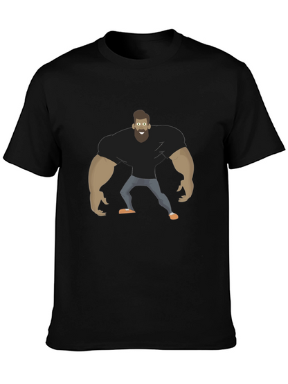 Camiseta Negra Hombre Musculoso Diseño Divertido