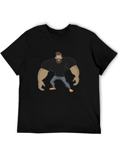 Camiseta Negra Hombre Musculoso Diseño Divertido