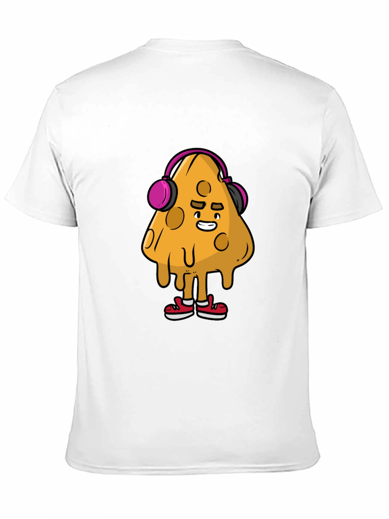Camiseta Negra con Diseño Divertido de Queso con Auriculares