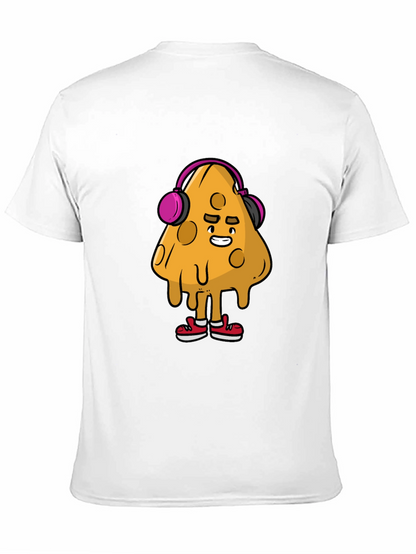 Camiseta Negra con Diseño Divertido de Queso con Auriculares
