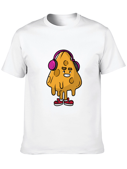 Camiseta Negra con Diseño Divertido de Queso con Auriculares
