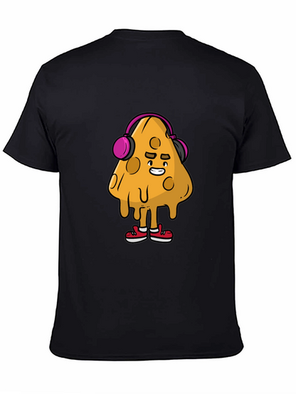 Camiseta Negra con Diseño Divertido de Queso con Auriculares