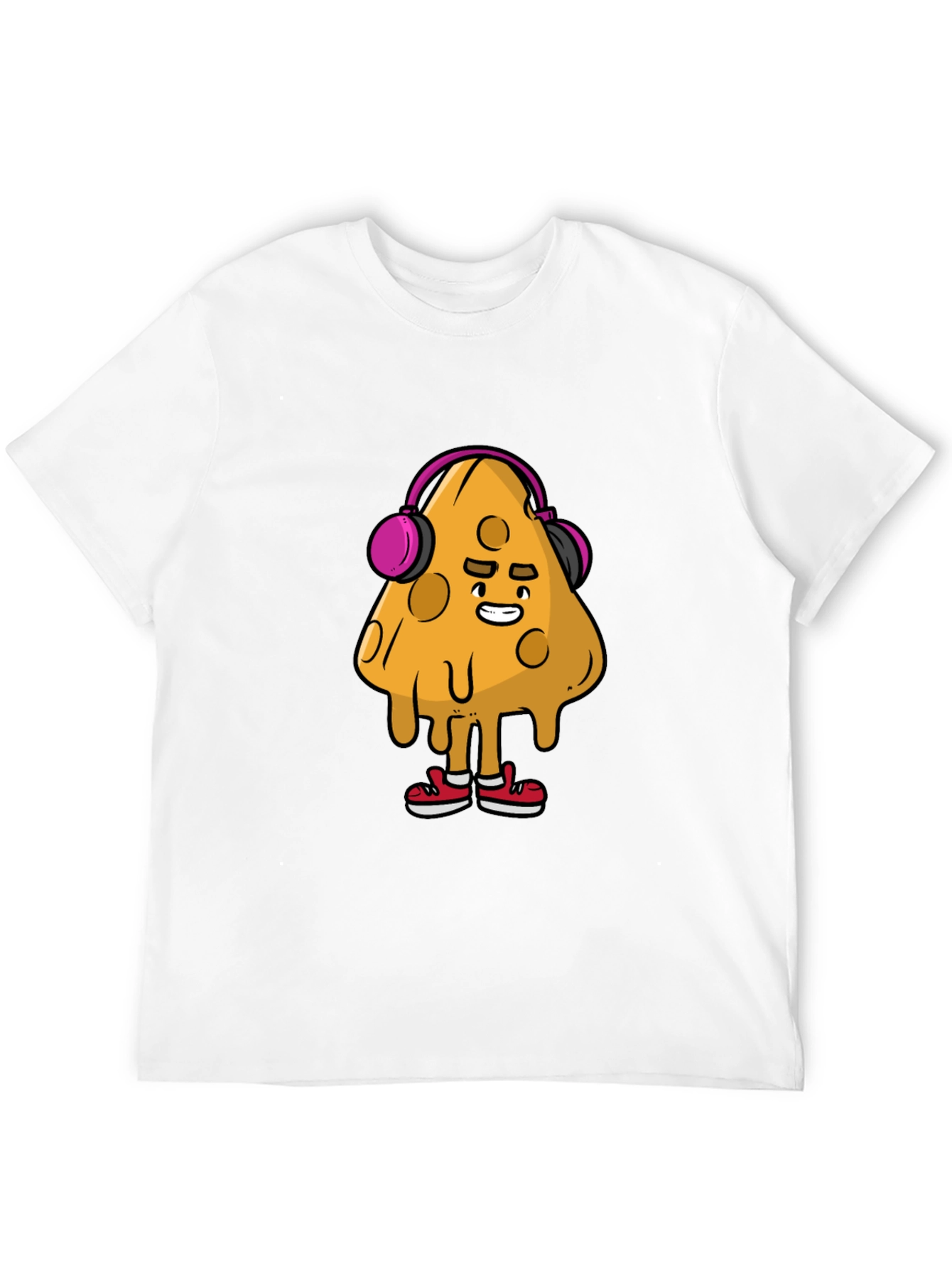 Camiseta Negra con Diseño Divertido de Queso con Auriculares