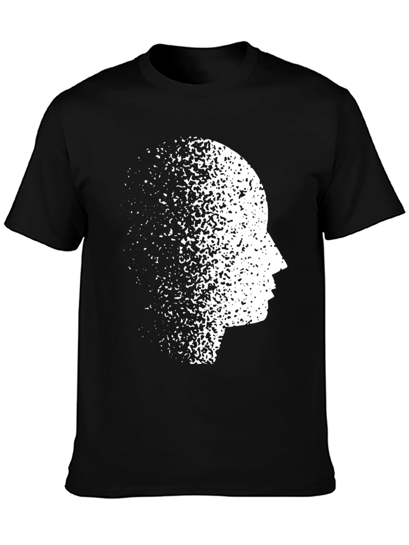 Camiseta Negra Hombre - Silueta Cabeza Desvanecida