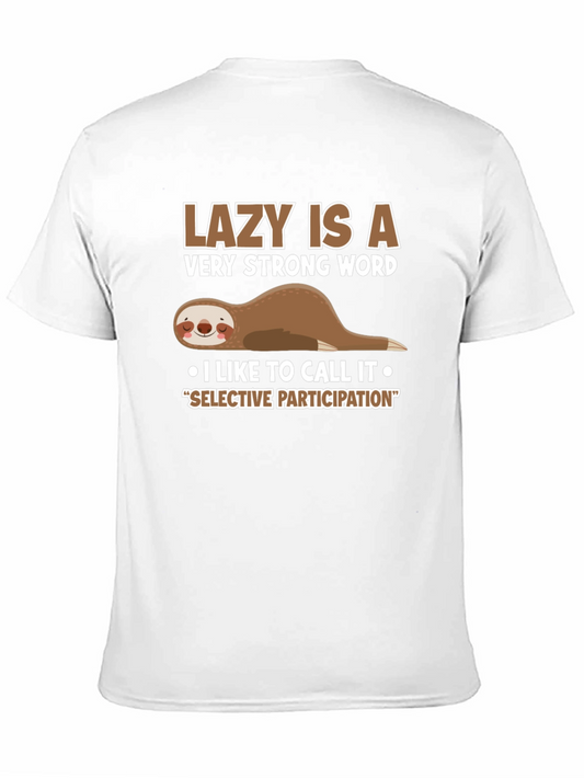 Camiseta Negra con Diseño de Oso Perezoso Participación Selectiva