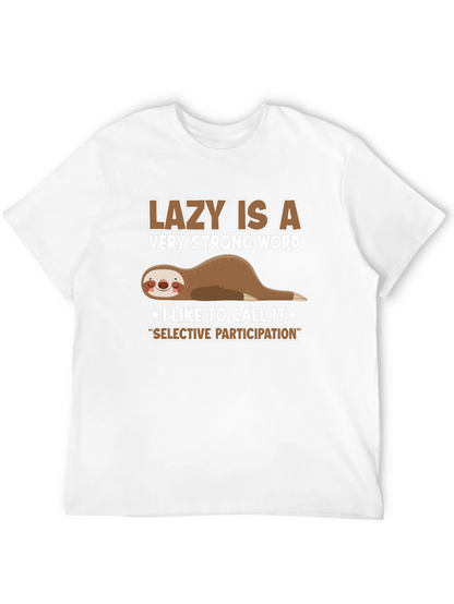 Camiseta Negra con Diseño de Oso Perezoso Participación Selectiva