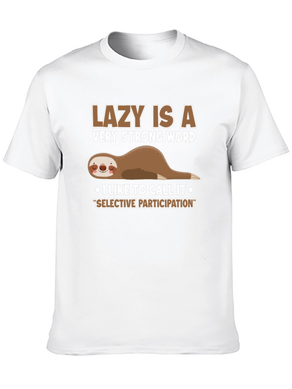 Camiseta Negra con Diseño de Oso Perezoso Participación Selectiva