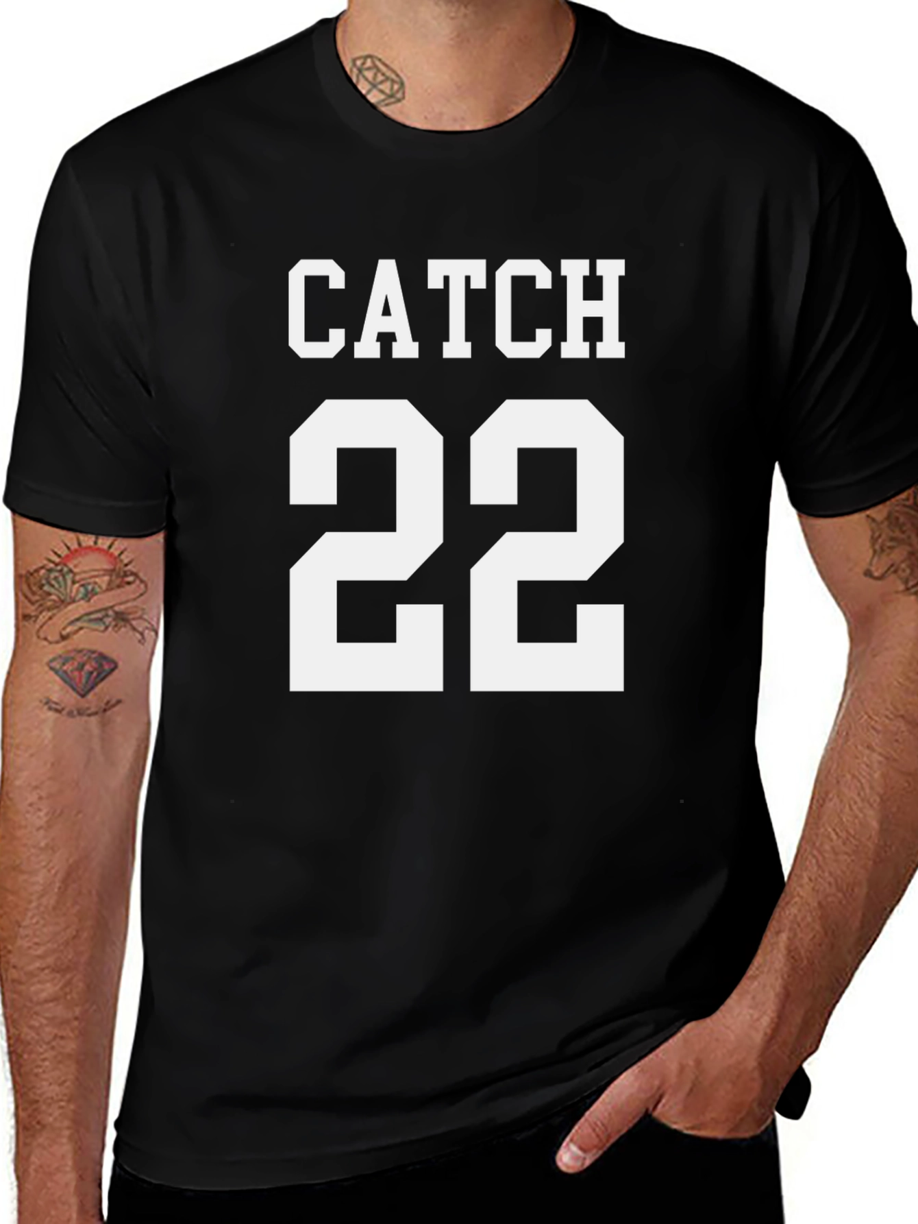 Camiseta Negra Catch 22 Algodón Casual