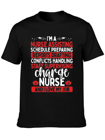 Camiseta Negra con Diseño de Enfermera