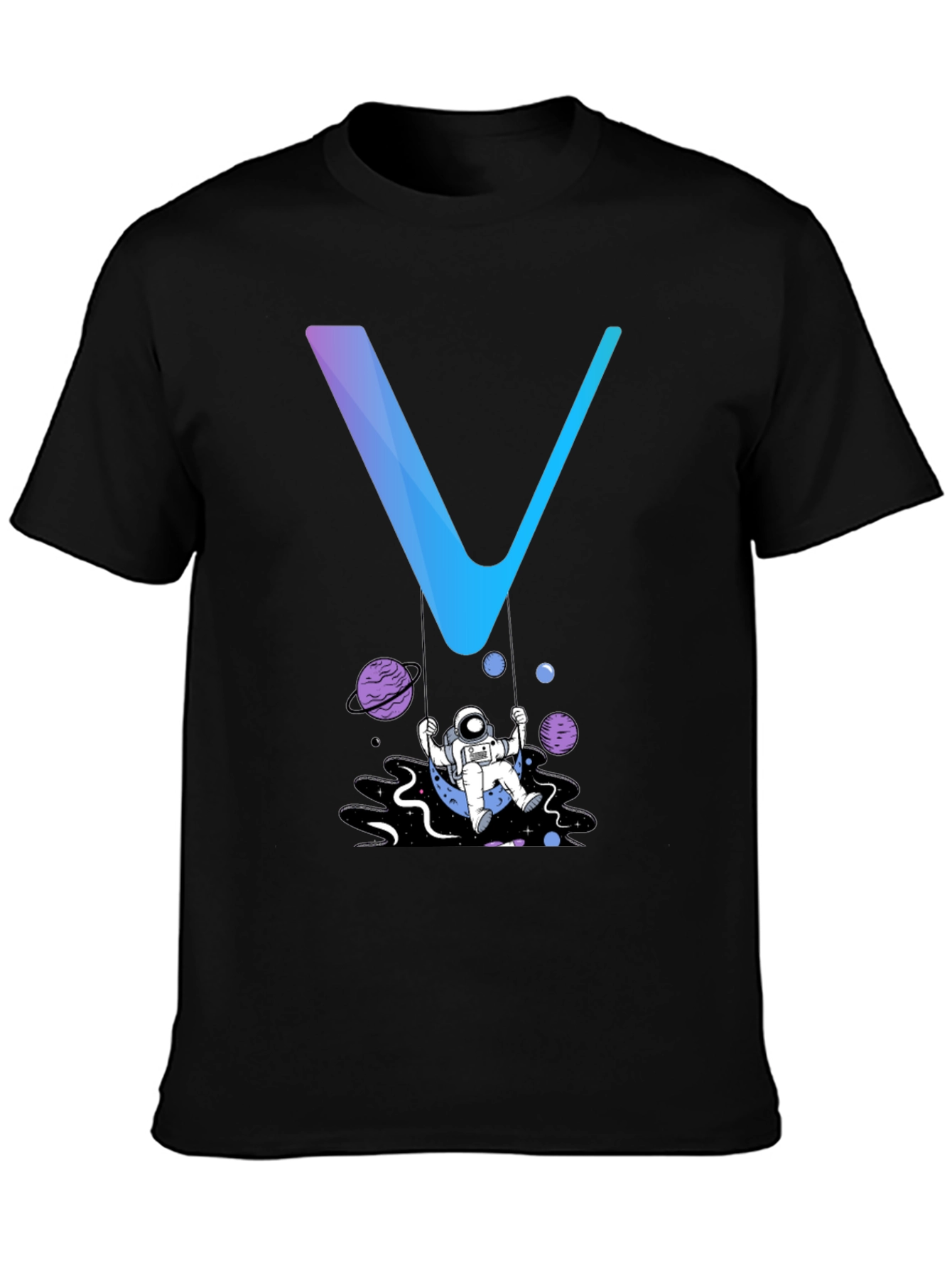 Camiseta Hombre Negra Diseño Astronauta Espacial