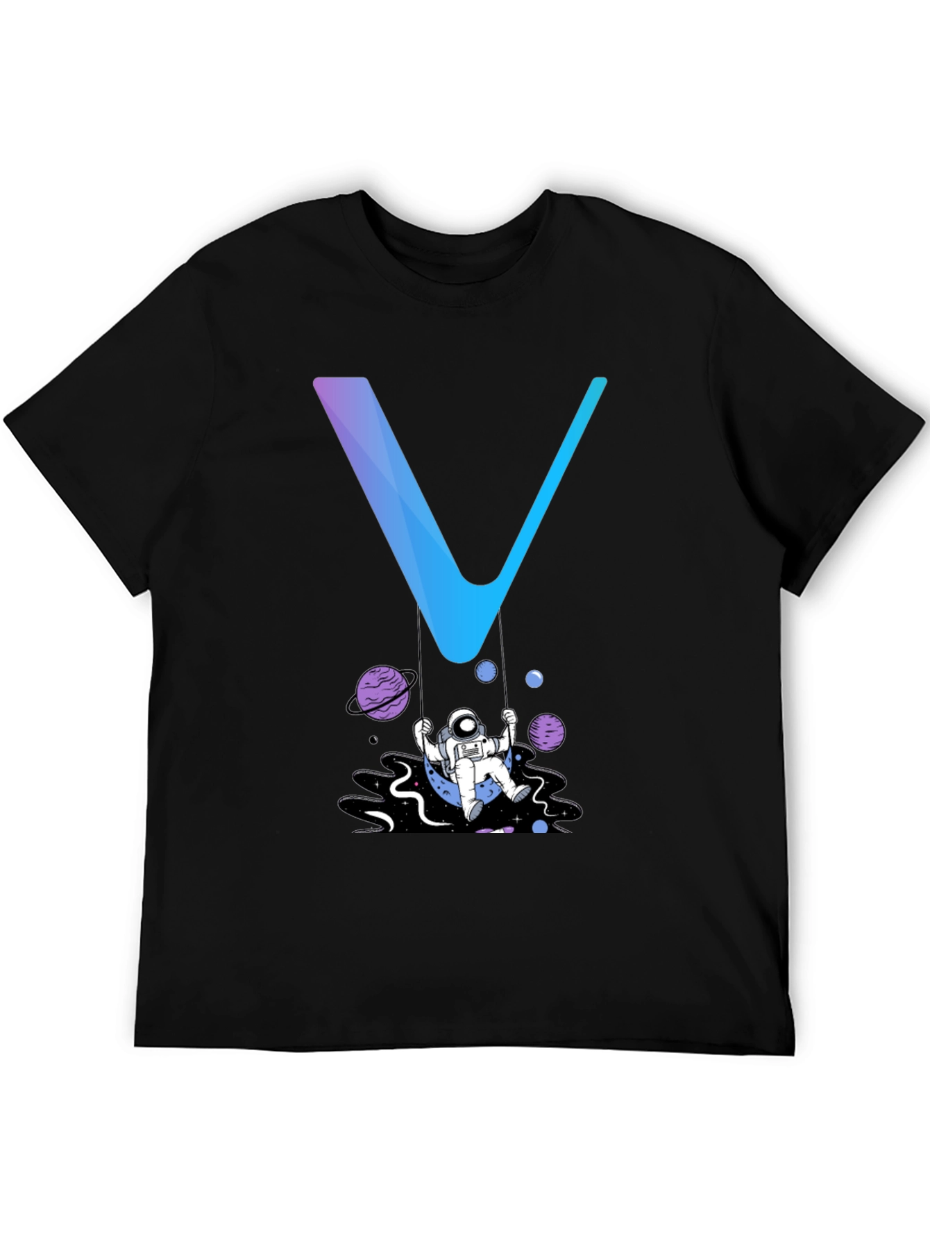 Camiseta Hombre Negra Diseño Astronauta Espacial