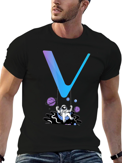 Camiseta Hombre Negra Diseño Astronauta Espacial