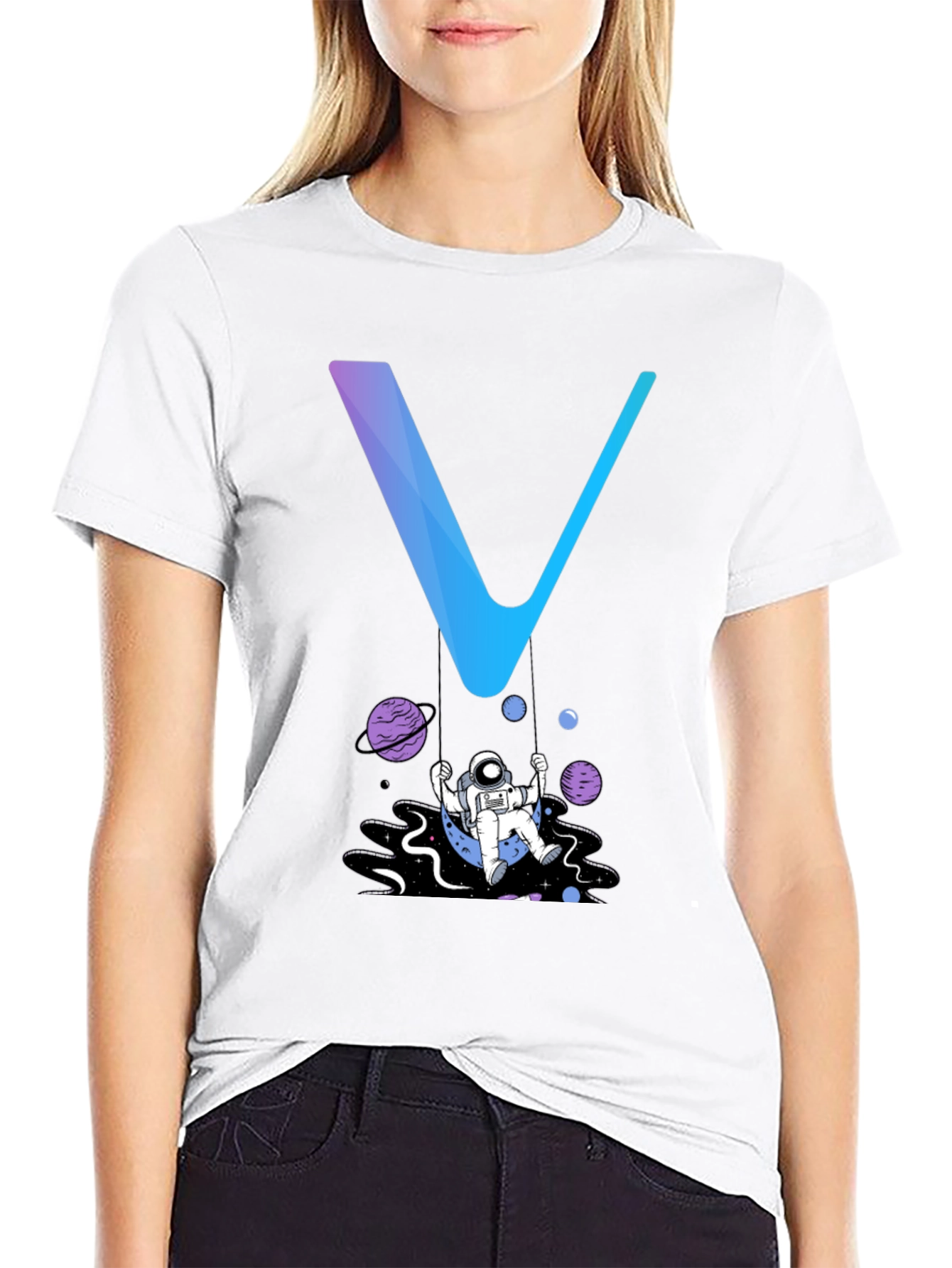 Camiseta Hombre Negra Diseño Astronauta Espacial