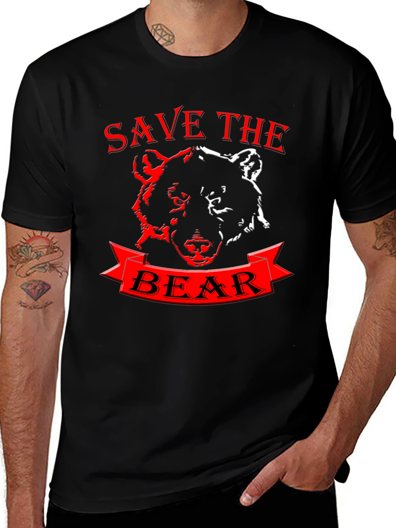 Camiseta Negra Save the Bear - Diseño Único