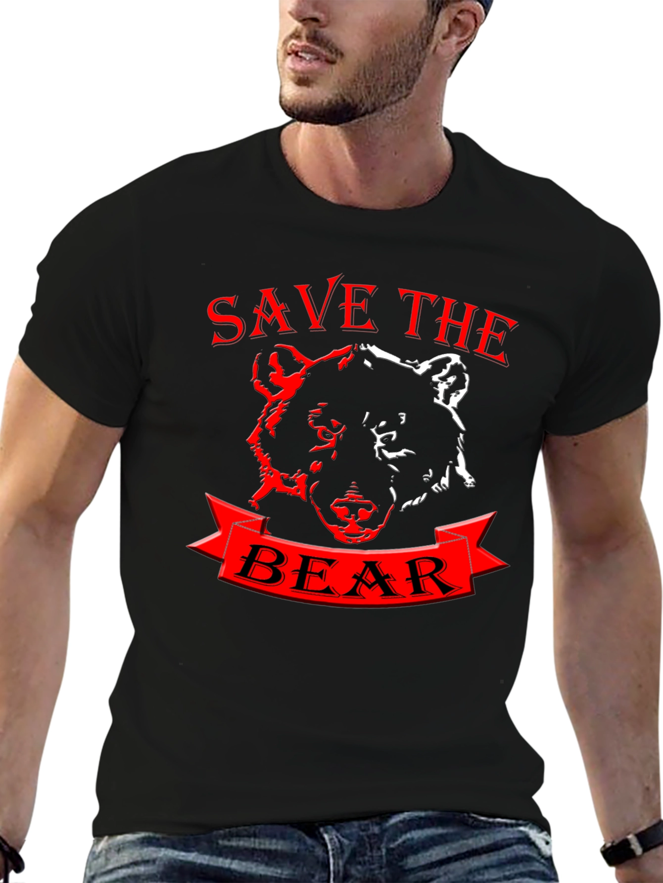 Camiseta Negra Save the Bear - Diseño Único