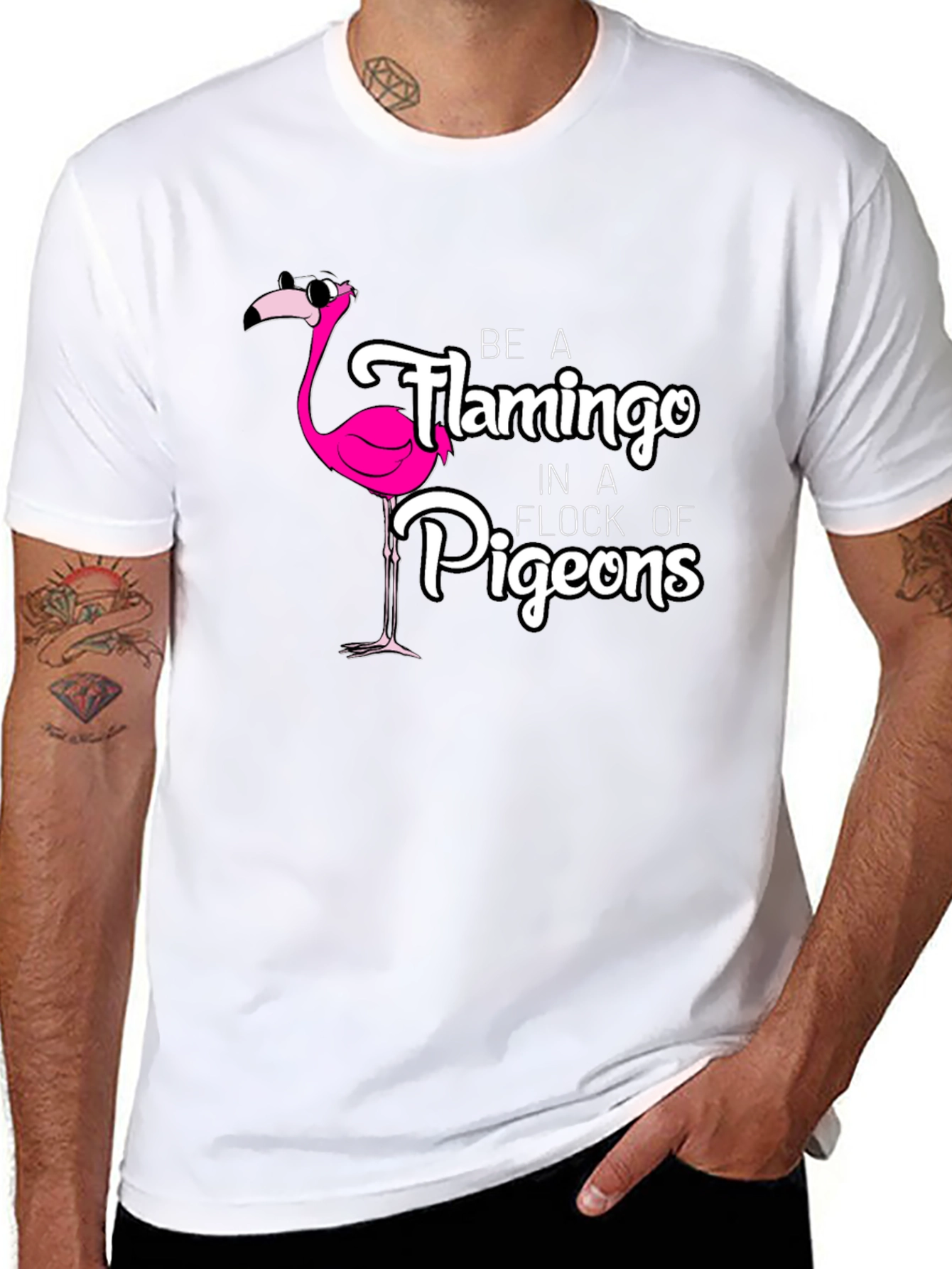Camiseta Negra con Diseño de Flamenco Divertido