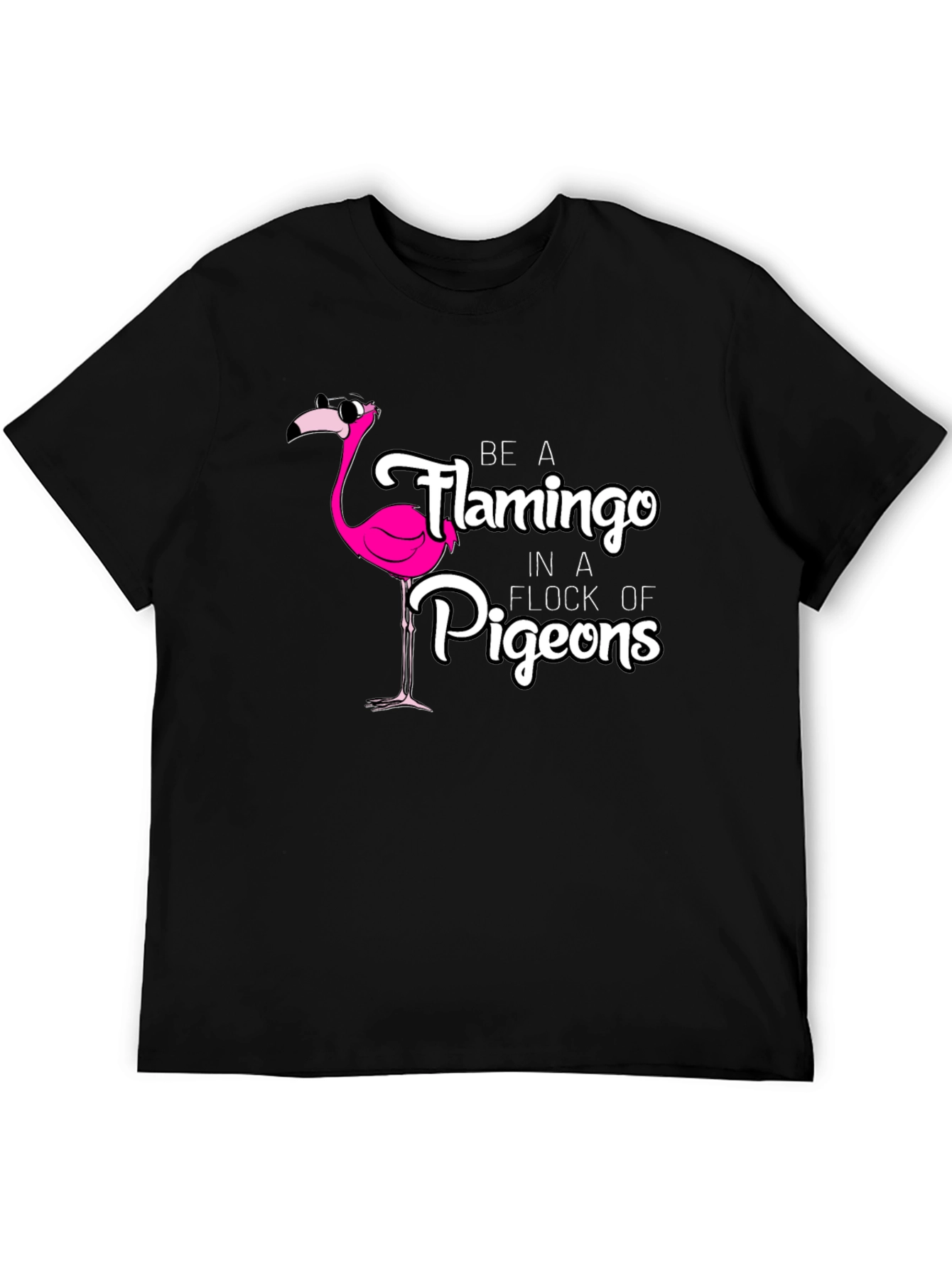 Camiseta Negra con Diseño de Flamenco Divertido