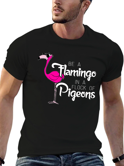 Camiseta Negra con Diseño de Flamenco Divertido