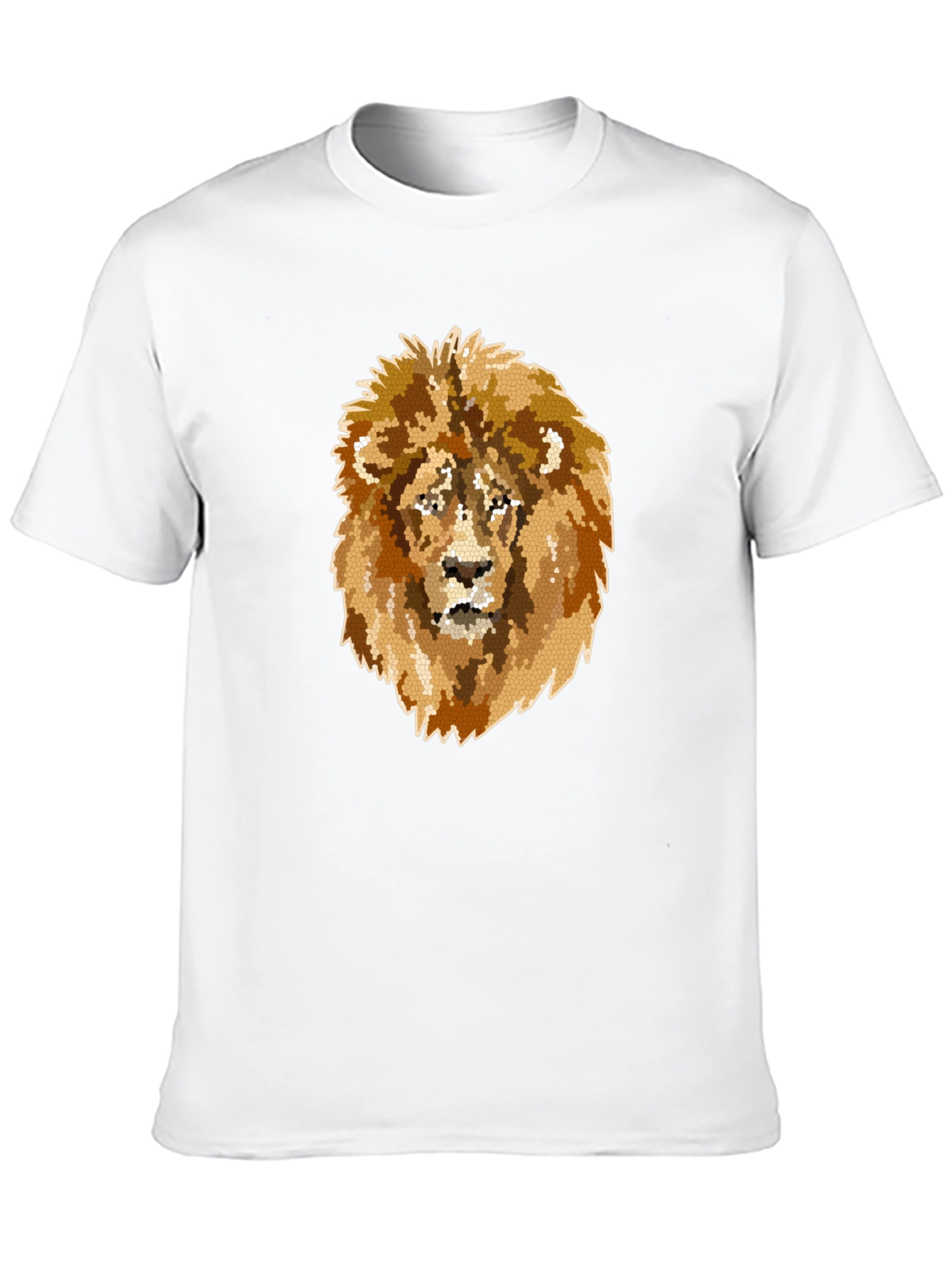 Camiseta Negra Hombre con Diseño de León Mosaico