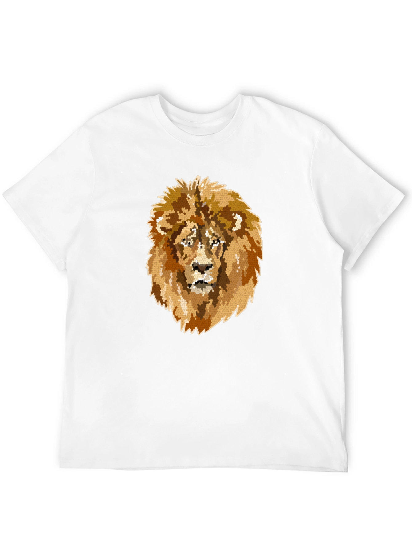 Camiseta Negra Hombre con Diseño de León Mosaico
