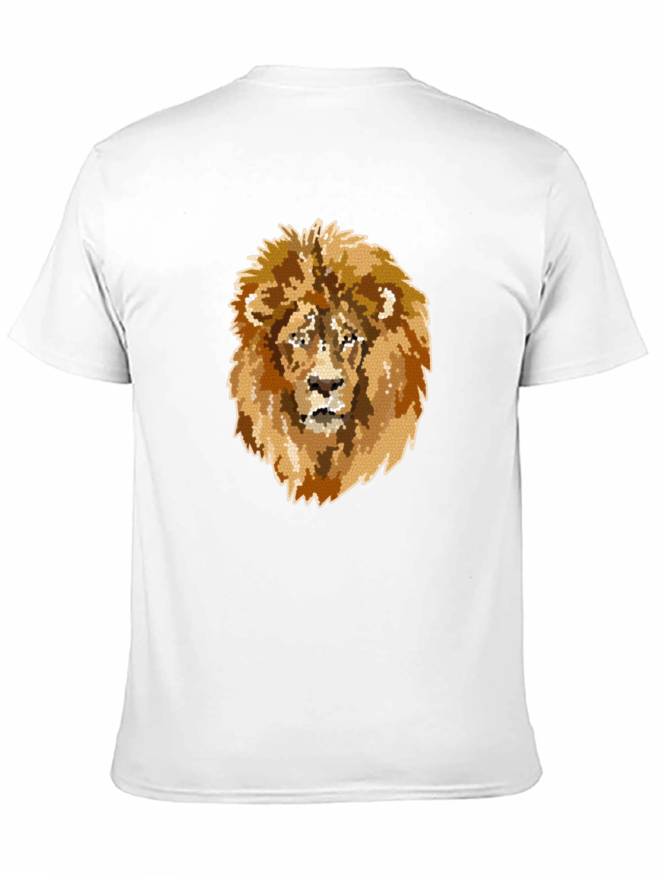 Camiseta Negra Hombre con Diseño de León Mosaico