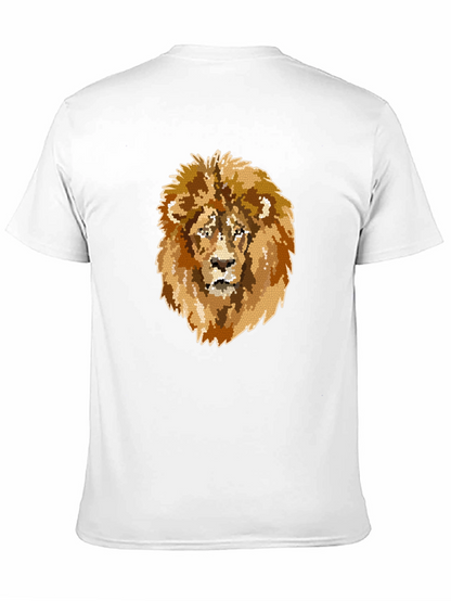Camiseta Negra Hombre con Diseño de León Mosaico