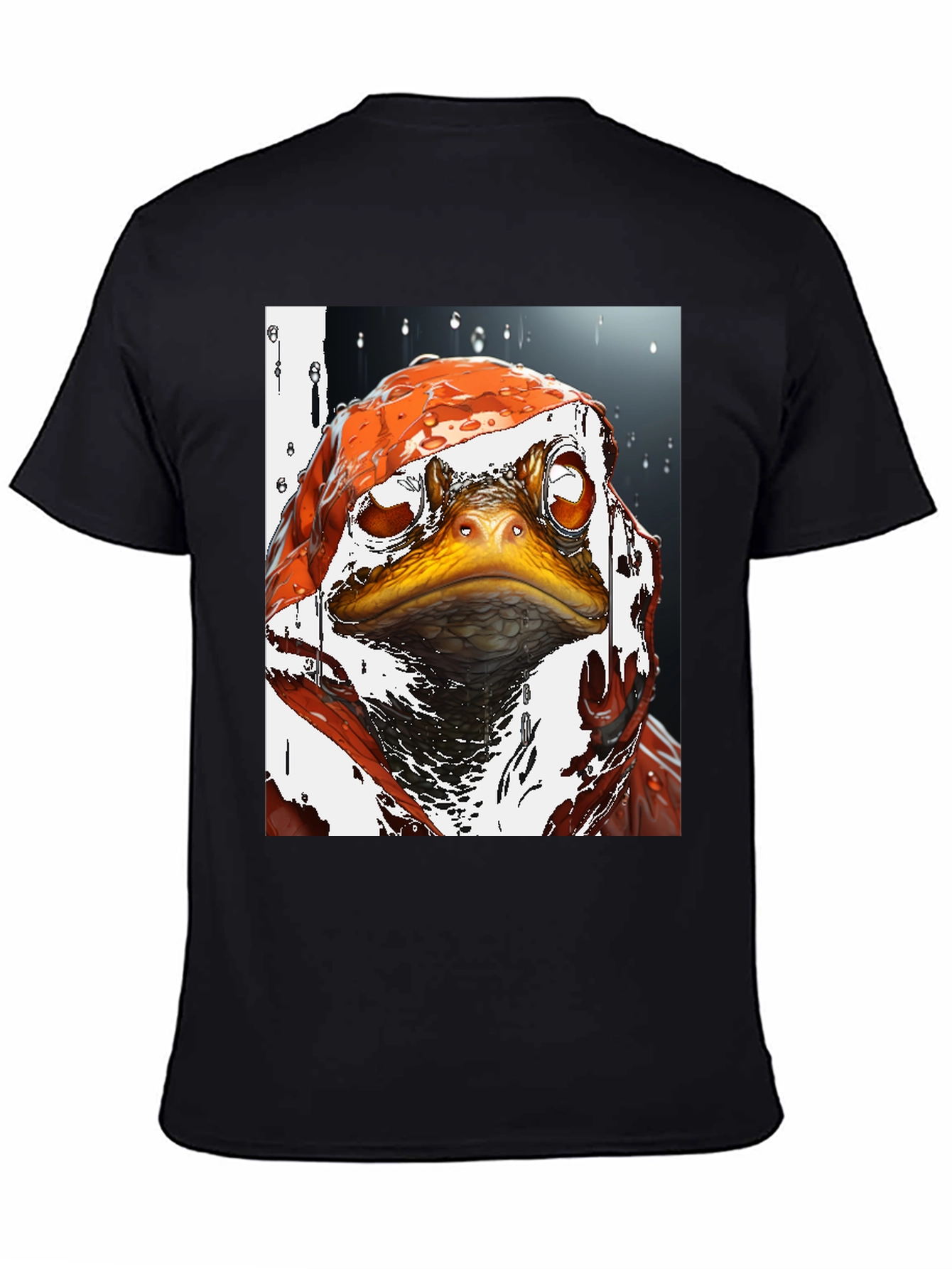 Camiseta Negra con Diseño de Rana Artística