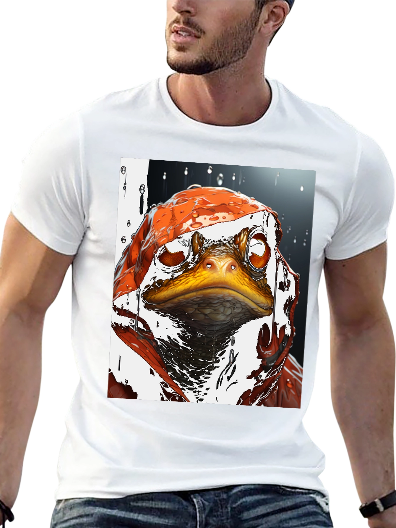 Camiseta Negra con Diseño de Rana Artística