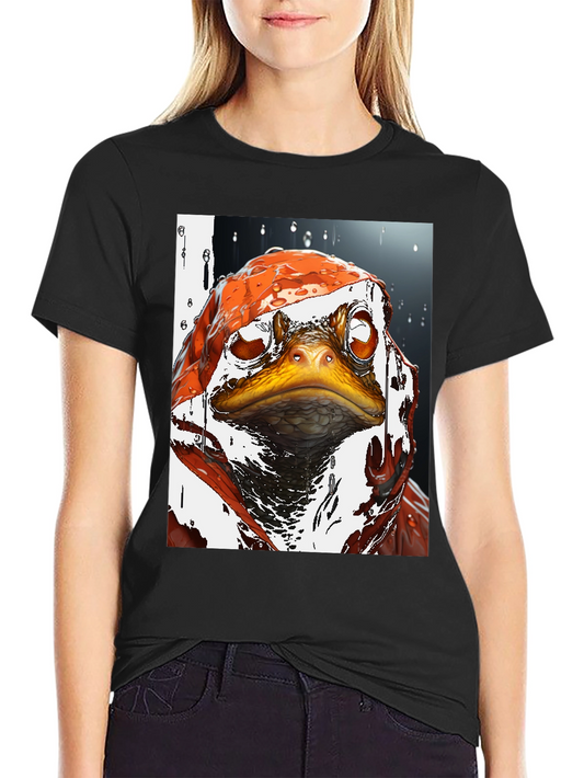 Camiseta Negra con Diseño de Rana Artística