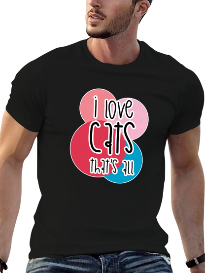 Camiseta Negra Amo los Gatos para Hombre