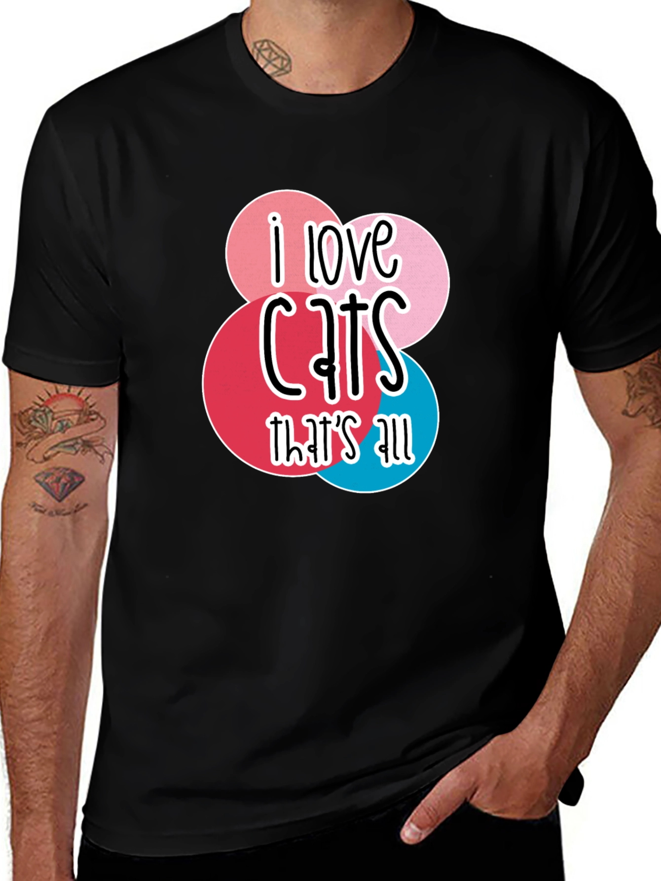 Camiseta Negra Amo los Gatos para Hombre