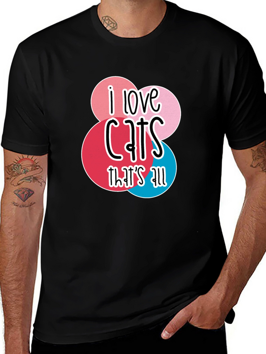 Camiseta Negra Amo los Gatos para Hombre