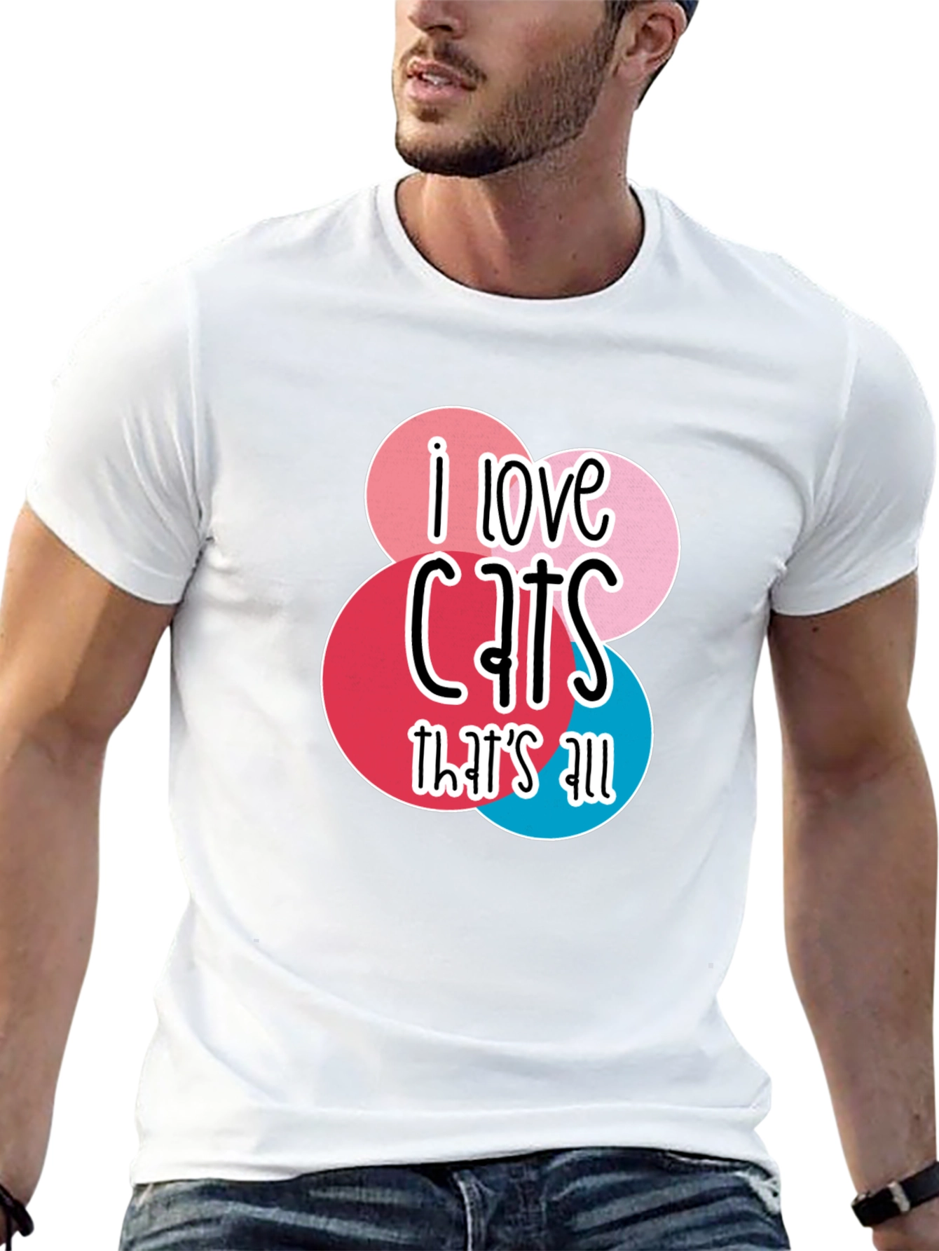Camiseta Negra Amo los Gatos para Hombre