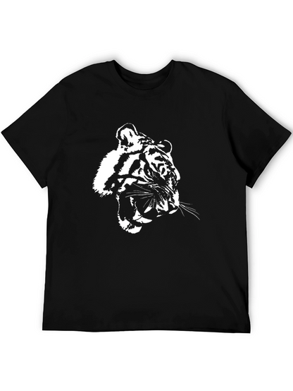Camiseta Negra con Diseño de Tigre Blanco